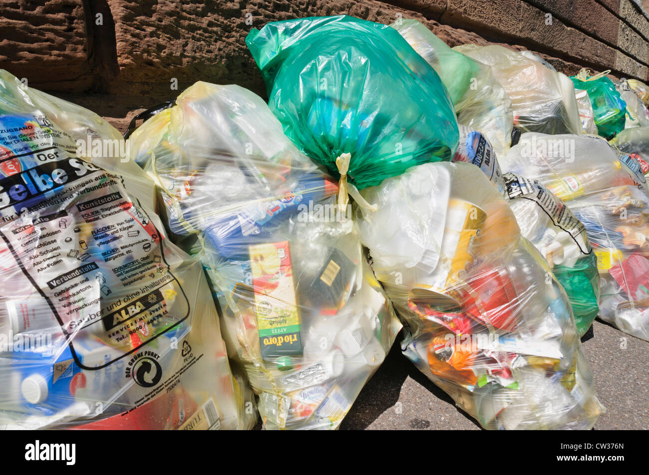 Pile of garbage bags filled with rubbish collected by the German