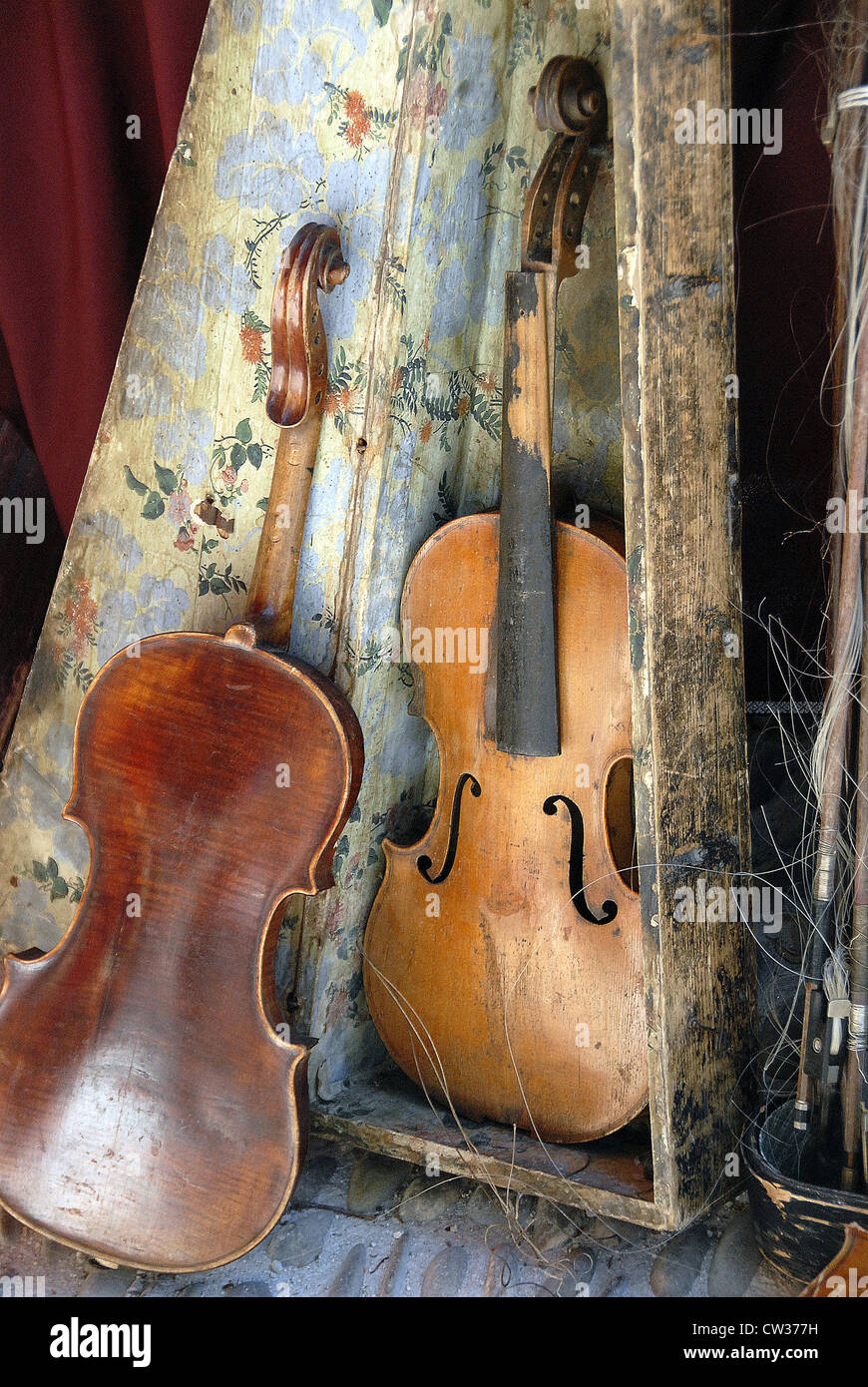 old violin Cassis Bouches du Rhone Provence Cote d'Azur France Europe Stock Photo