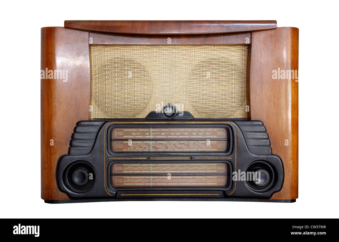 vintage radio isolated on the white background Stock Photo