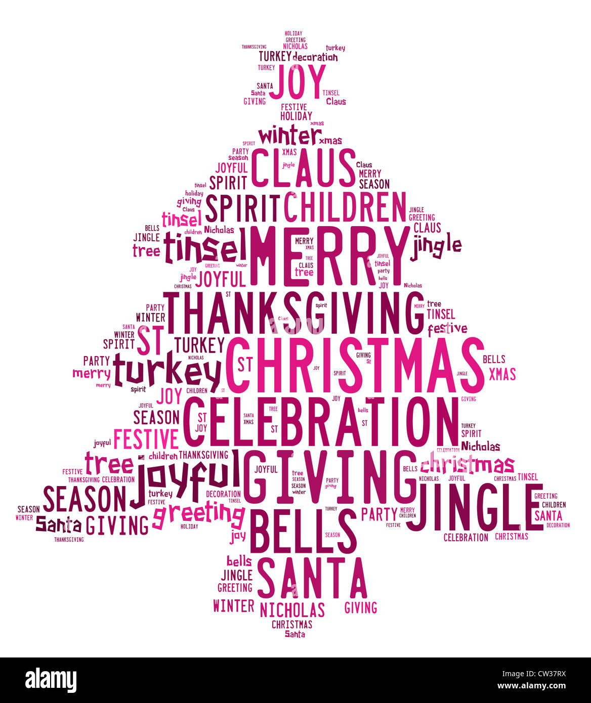 Christmas concept card of words in tag cloud on white background with ...