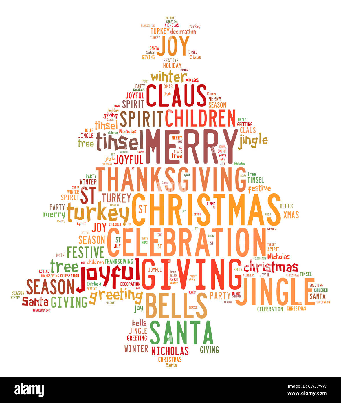 Christmas concept card of words in tag cloud on white background Stock ...