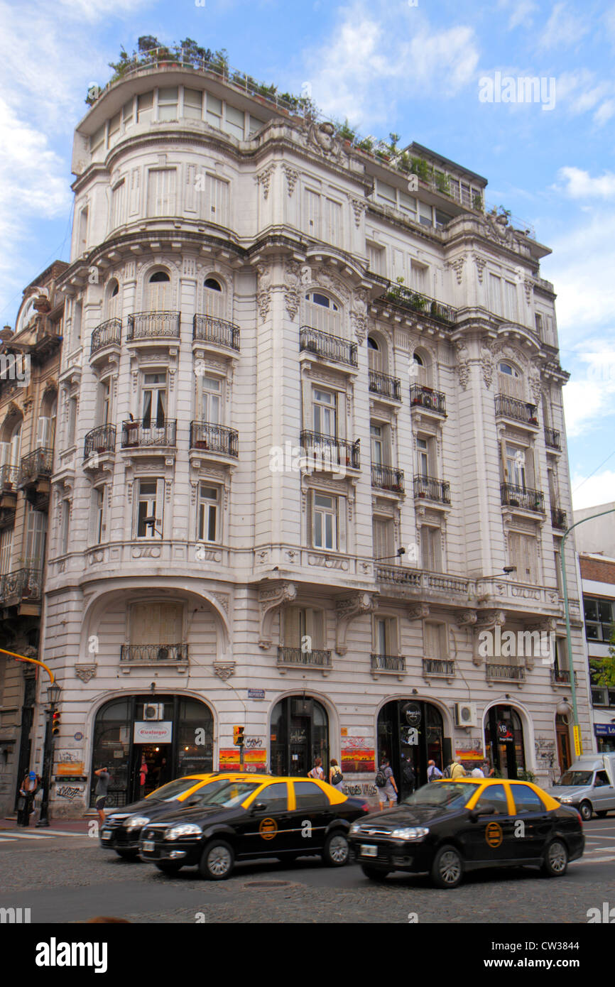 Buenos Aires Argentina,San Telmo,Avenida Independencia,street scene,neoclassical architecture,building,preservation,graffiti,taxi,taxis,cab,cabs,traff Stock Photo