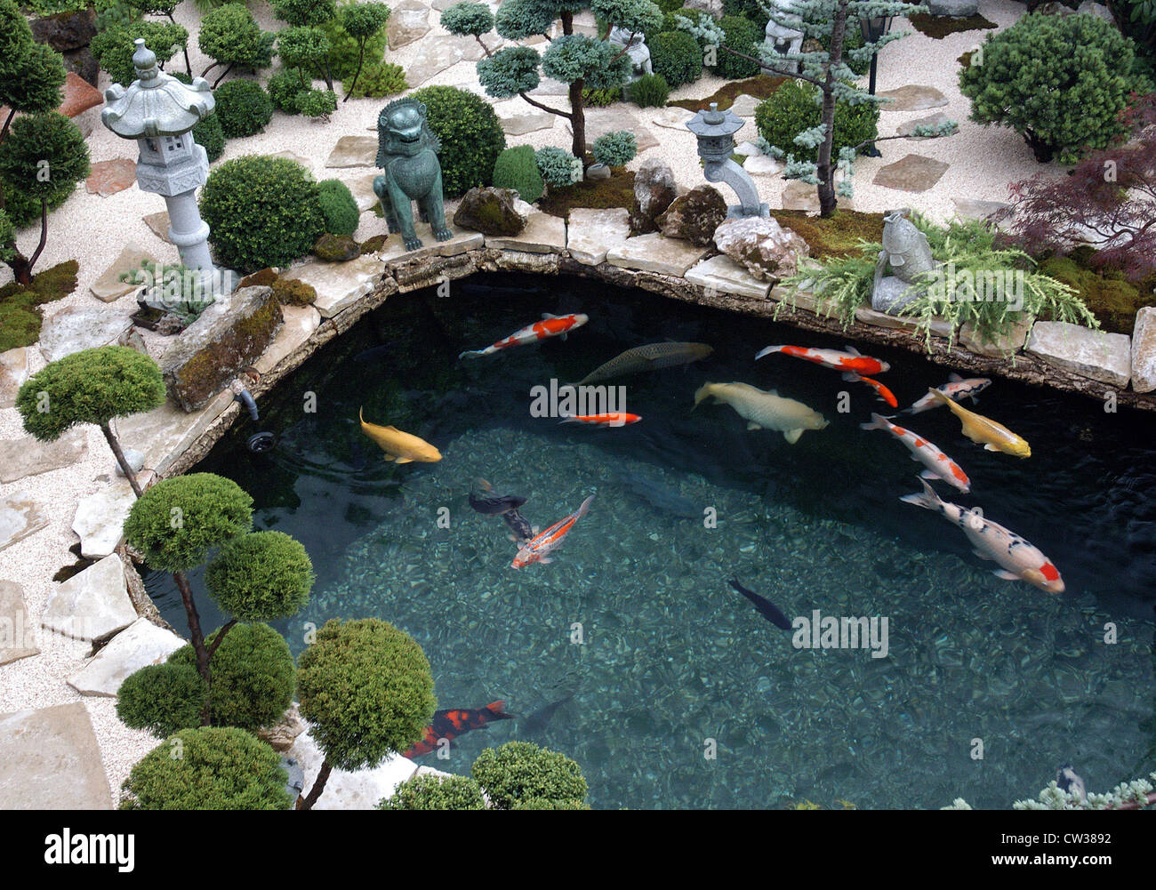 Koi pond in Reigoldswil (Switzerland Stock Photo Alamy
