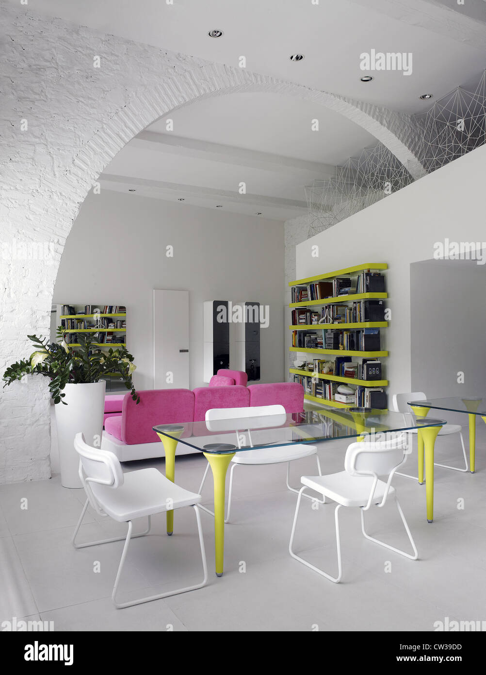 Contemporary living room in an italian contemporary house Stock Photo
