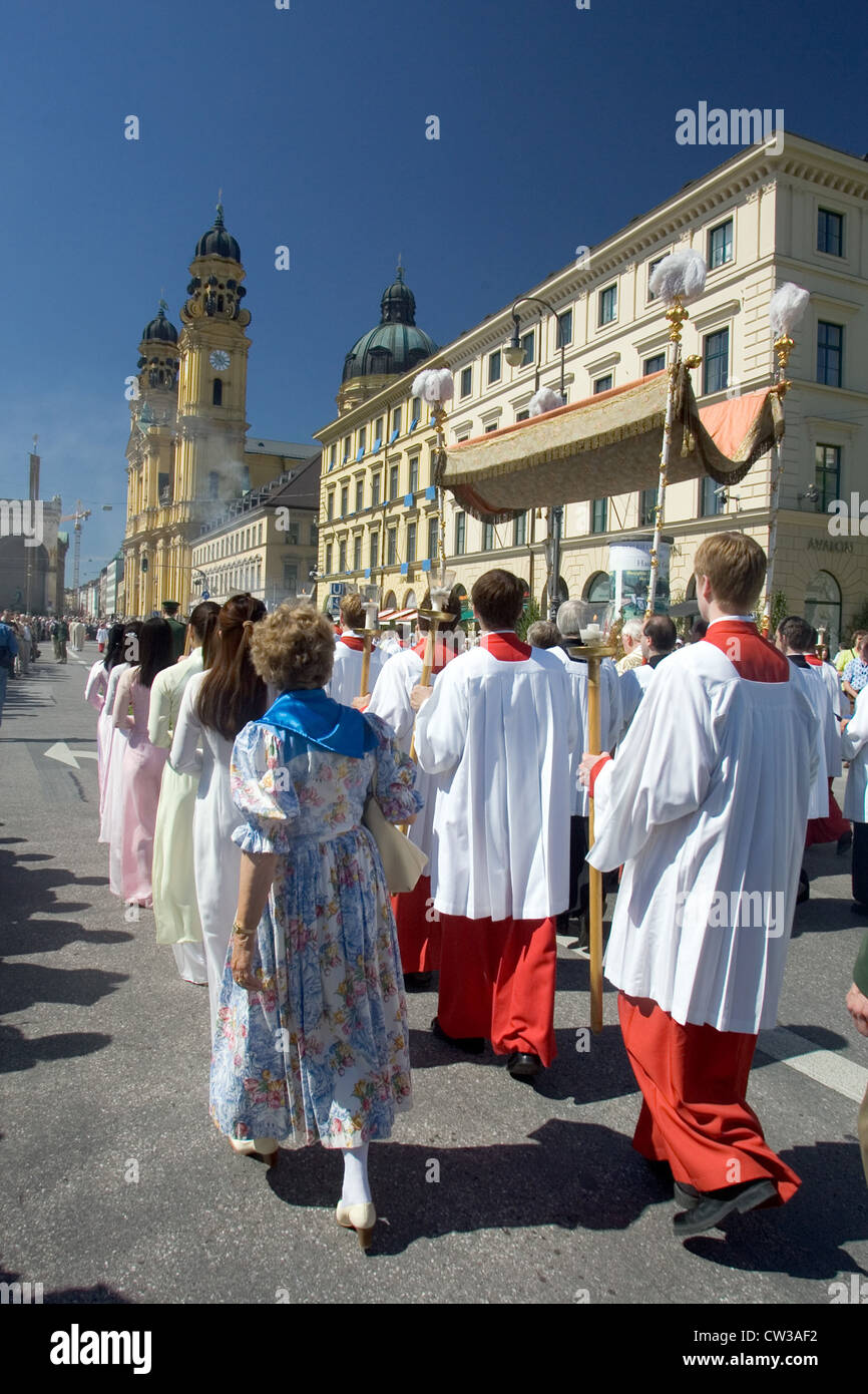 Munich - escort the procession of Cardinal Stock Photo