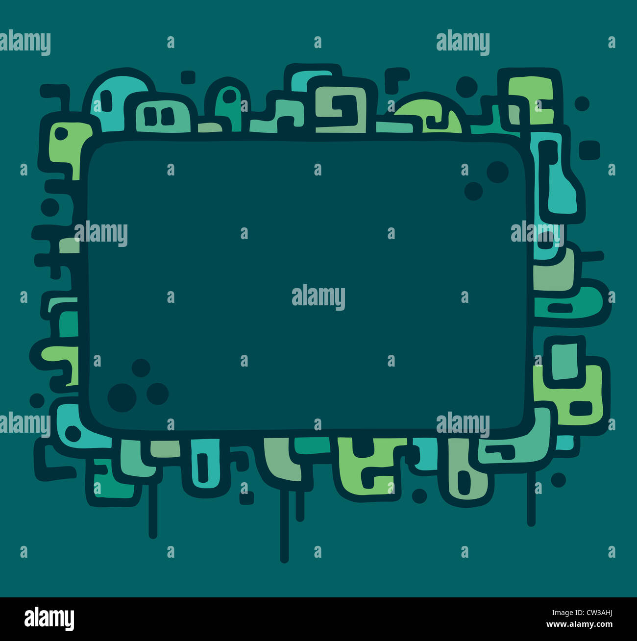 Illustrated frame featuring abstract line art and shapes Stock Photo ...