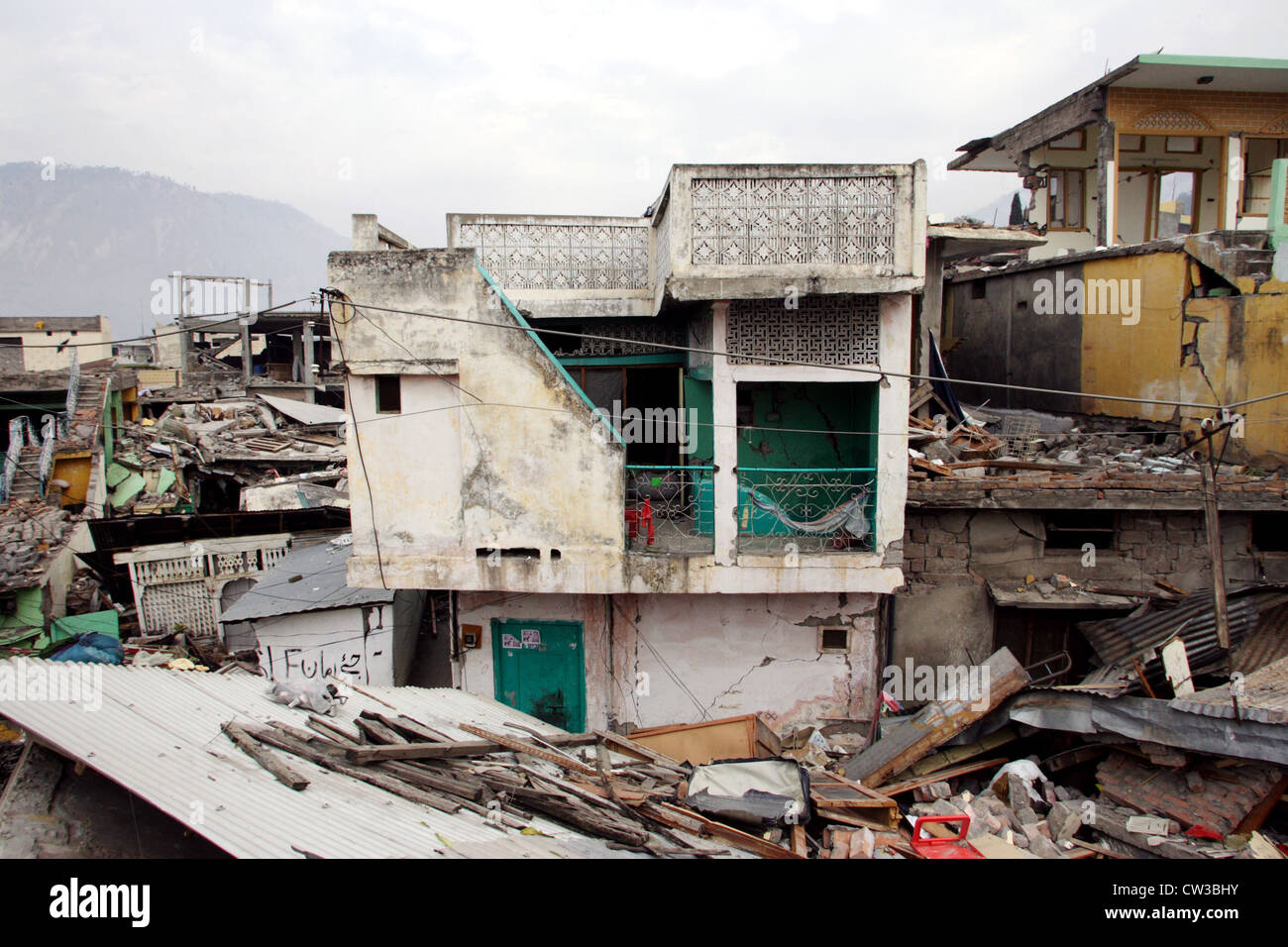 Was destroyed by the earthquake city of Muzaffarabad Stock Photo