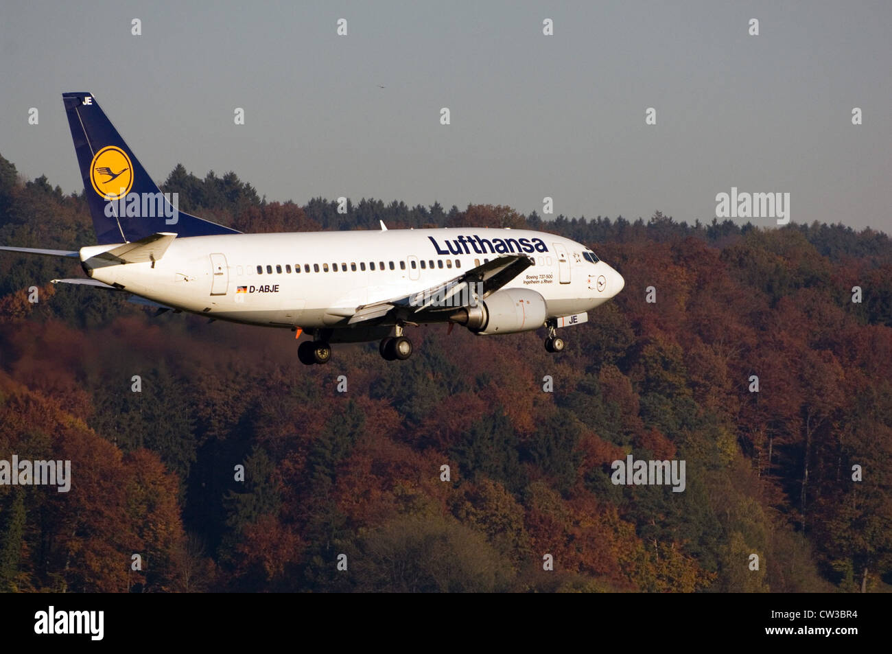 Approach to the airport Zurich-Klothen (Switzerland) Stock Photo