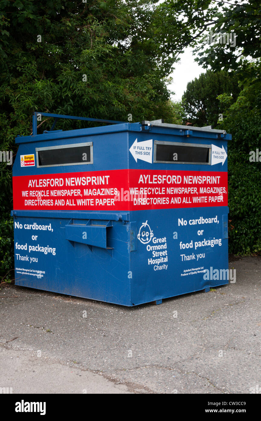 An Aylesford Newsprint recycling bin. Stock Photo