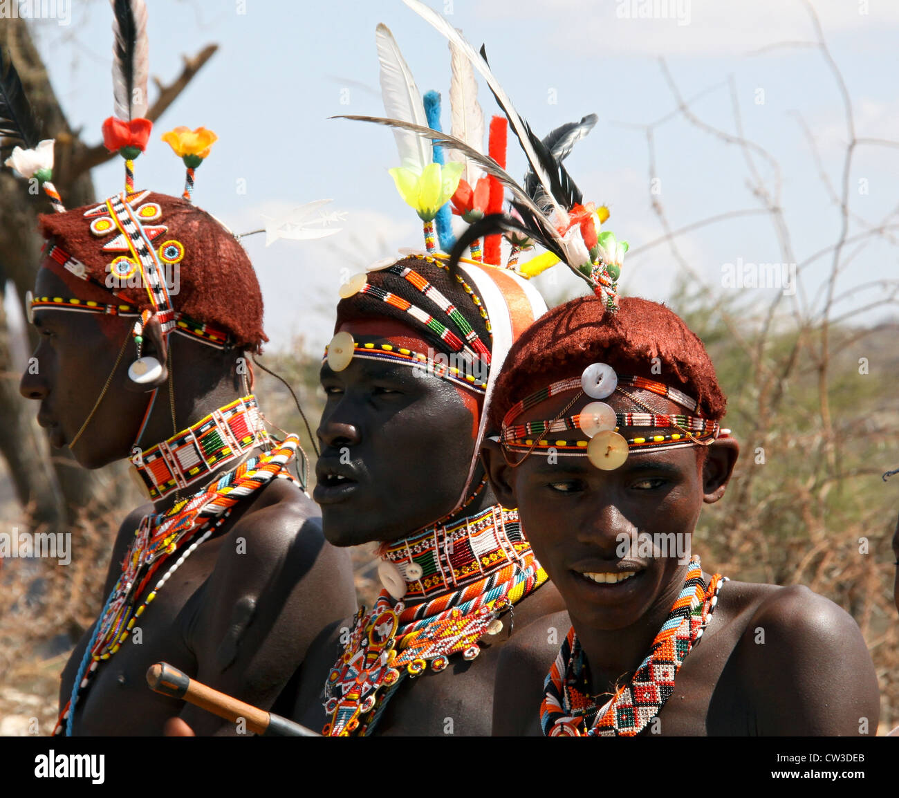 Kenya, Masai Mara, Masai (Also Maasai) Tribesmen Stock Photo