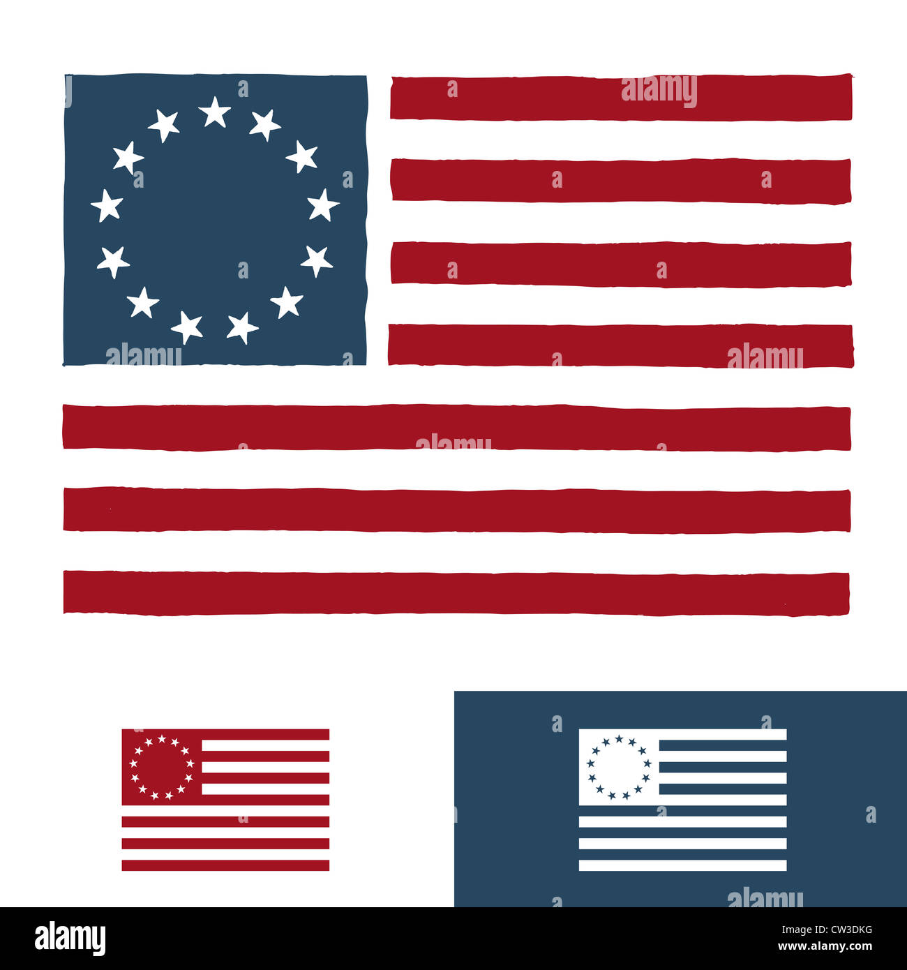 Original vintage American flag design with 13 stars Stock Photo