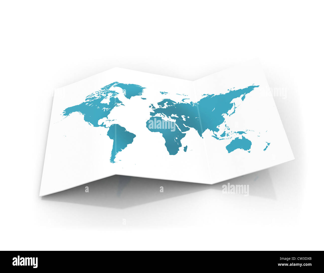 world map on a piece of cardboard paper Stock Photo