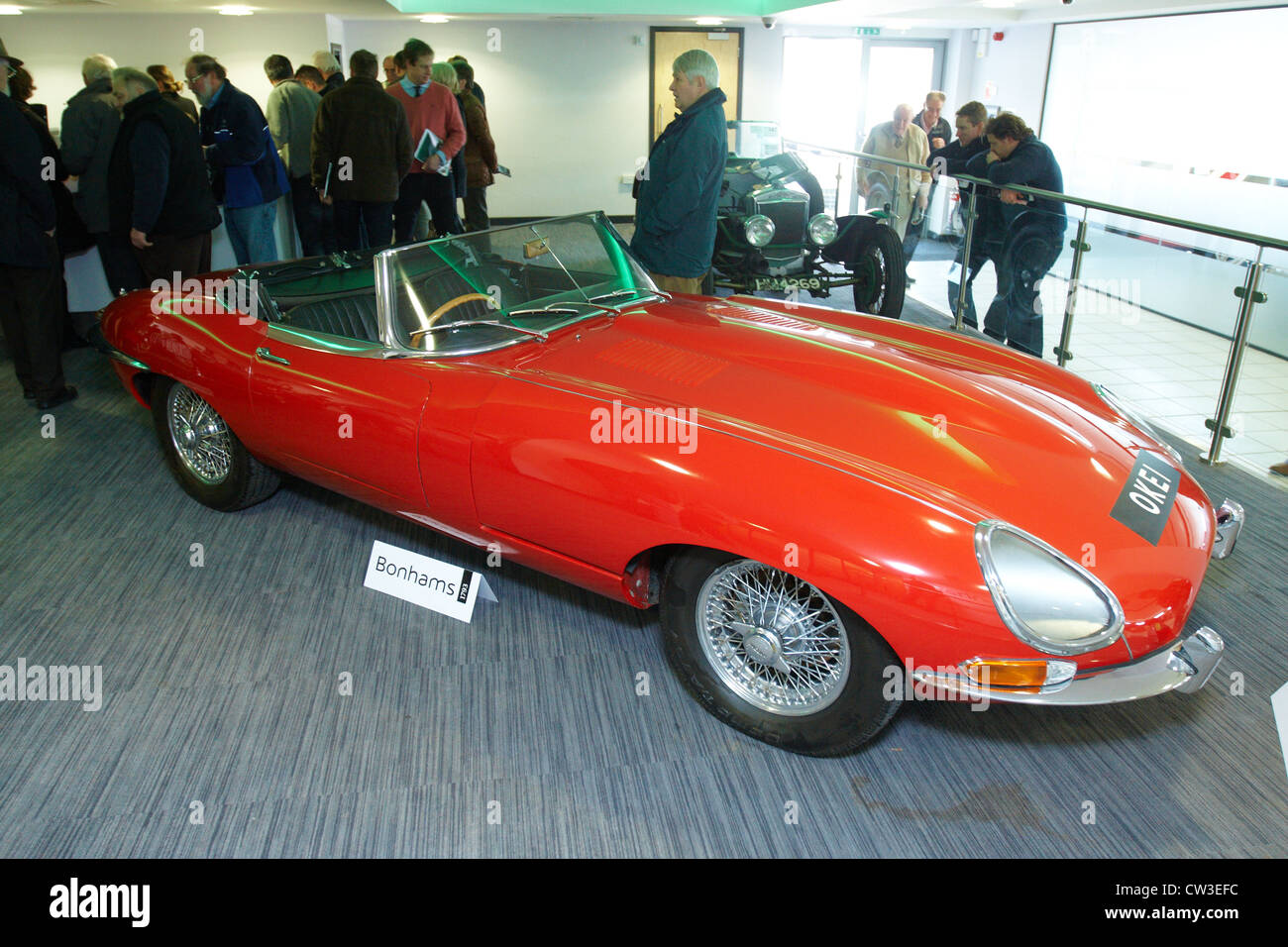 A red 1965 Jaguar E-Type Series 1 4.2 litre Roadster (pictured) that previously belonged to Sir Elton John Stock Photo
