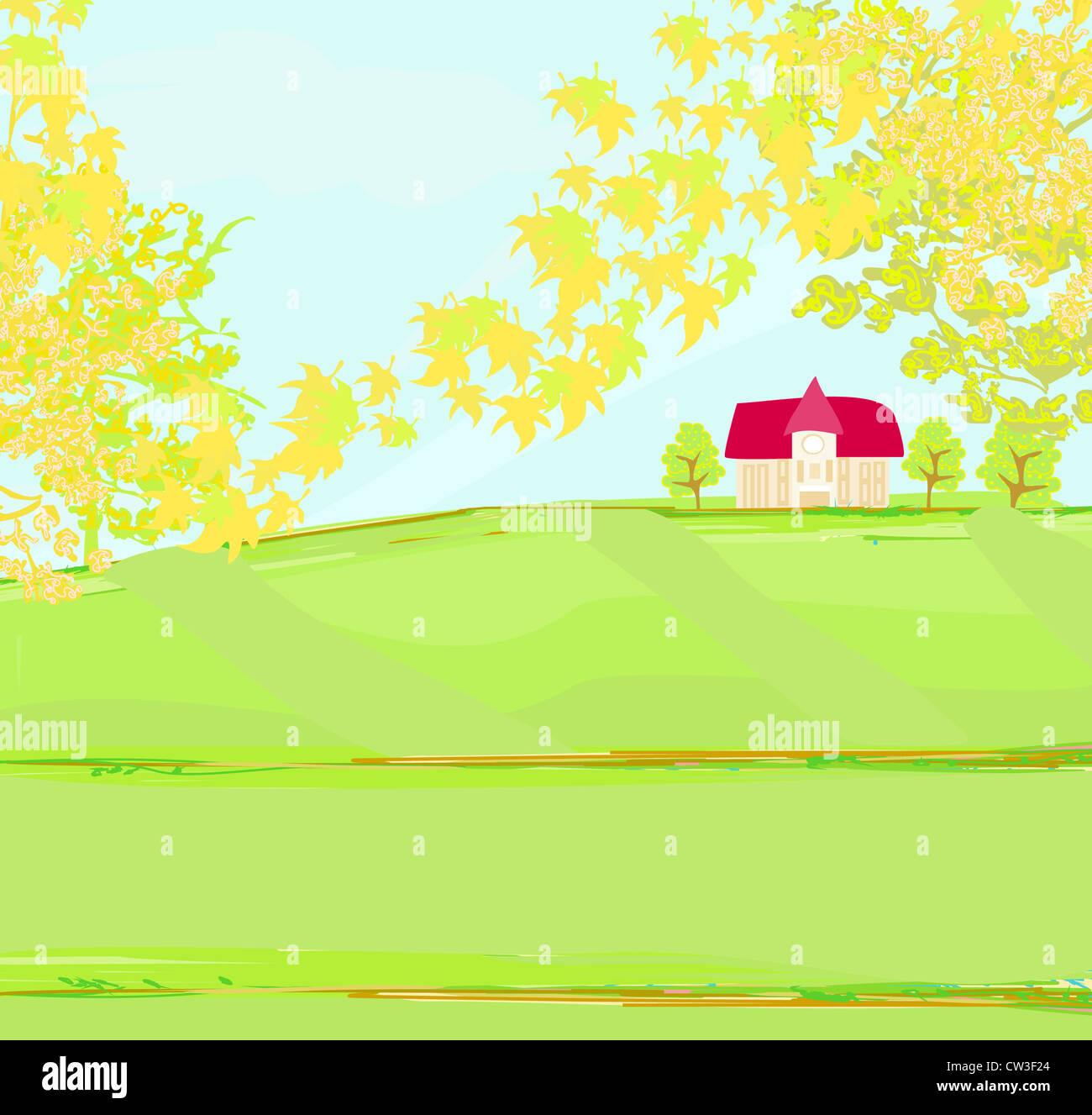 Beautiful vector autumn landscape Stock Photo - Alamy