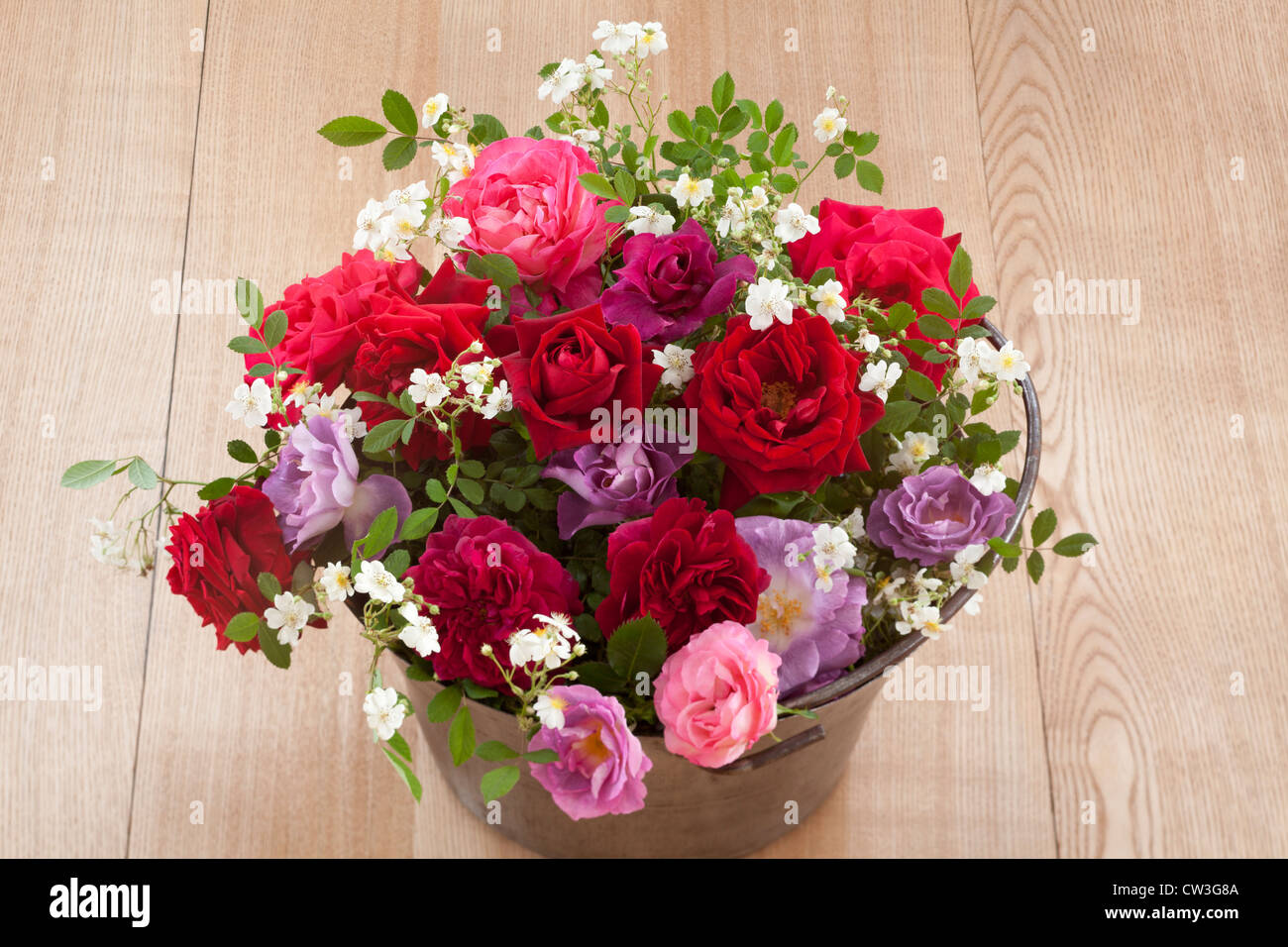 Roses in a bucket Stock Photo