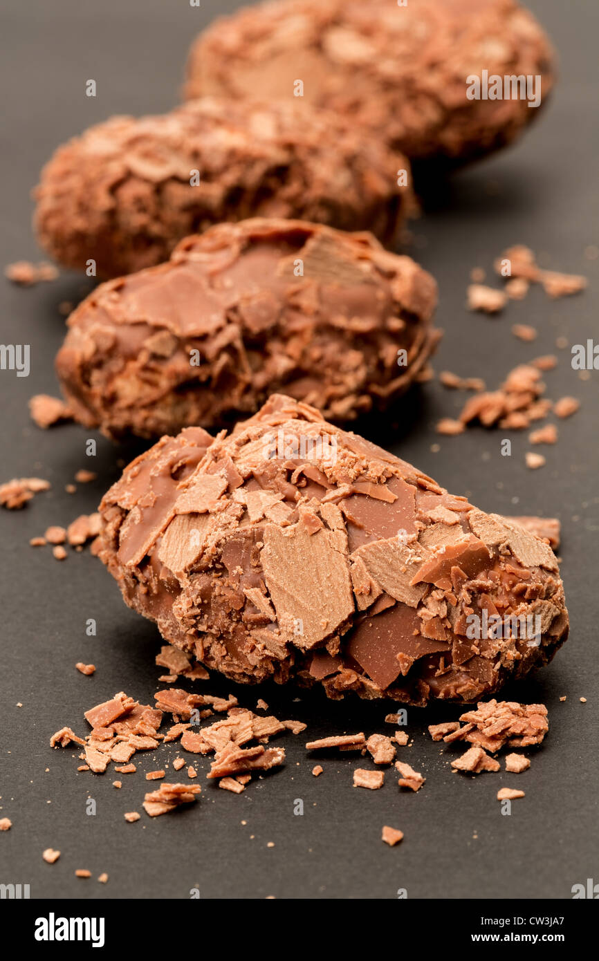 Belgian chocolate truffles - studio shot with a shallow depth of field Stock Photo