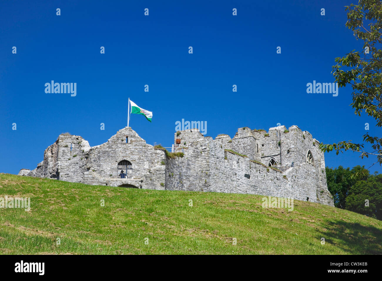 Cowboy looking out of the window. Oystermouth Castle, Mumbles, Swansea, Wales. Stock Photo