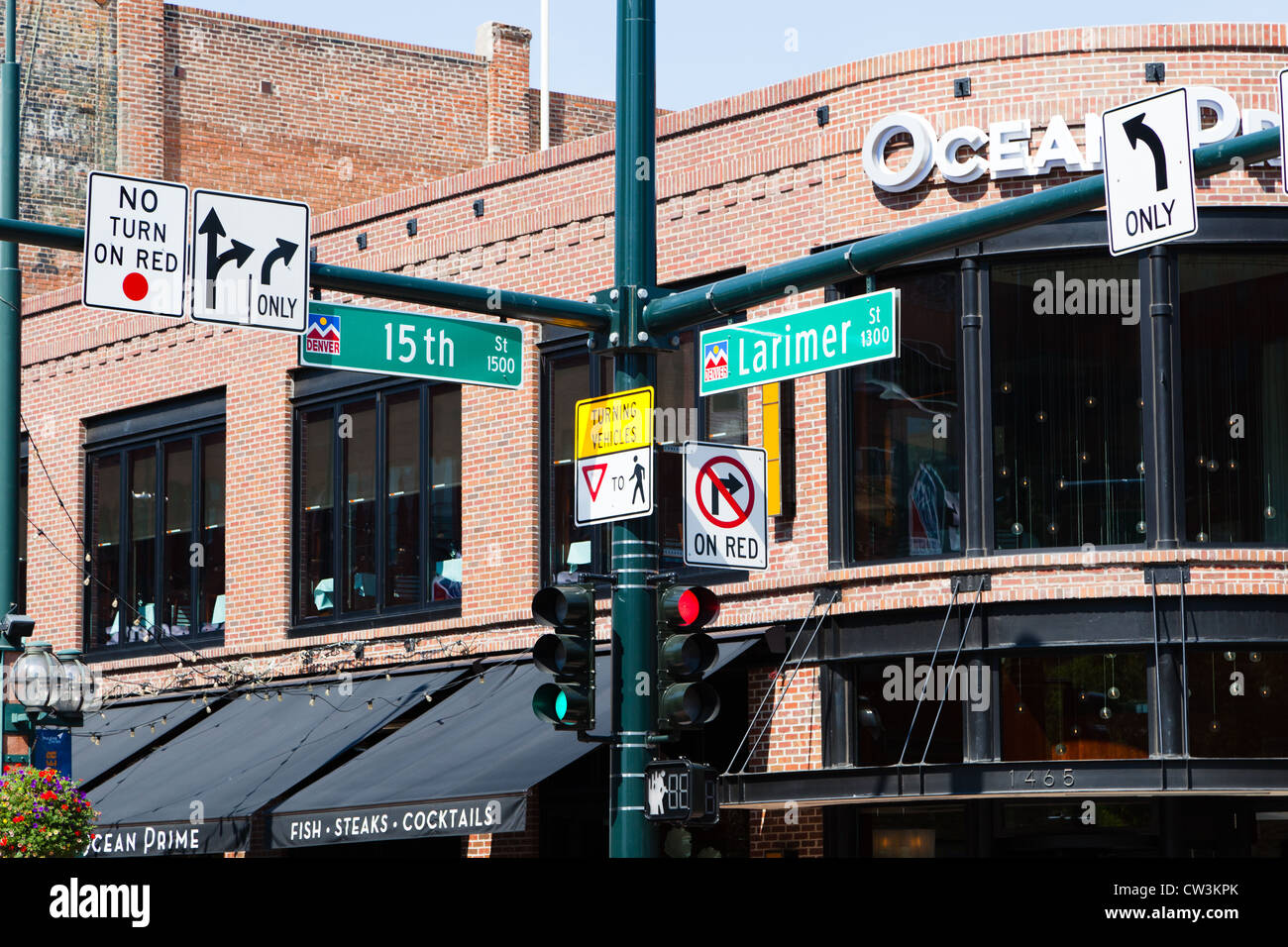 Corner of 15th and Larimer in Denver's trendy Lower Downtown District Stock Photo