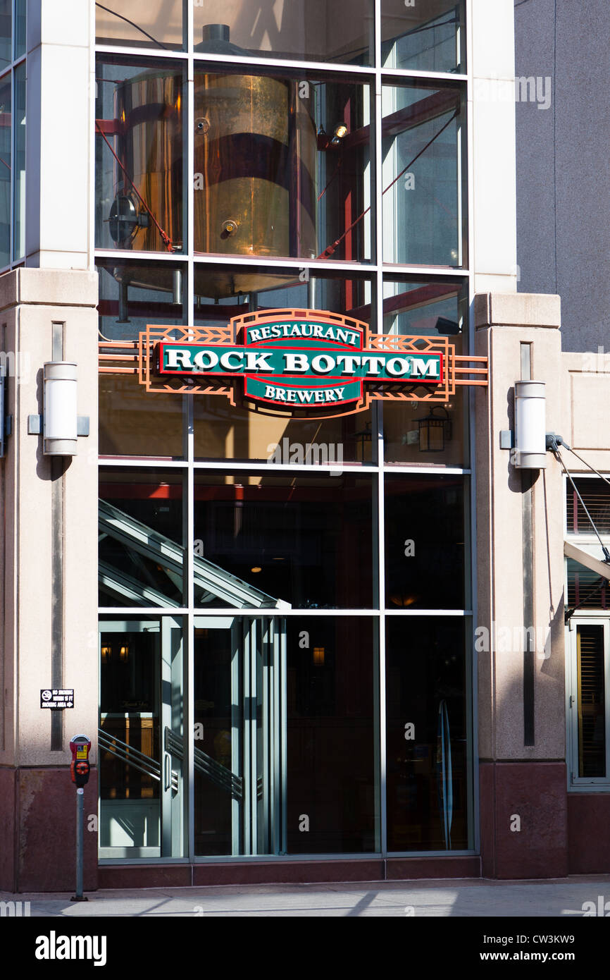 The Rock Bottom Brewery on the 16th Street Mall in Denver, Colorado Stock Photo