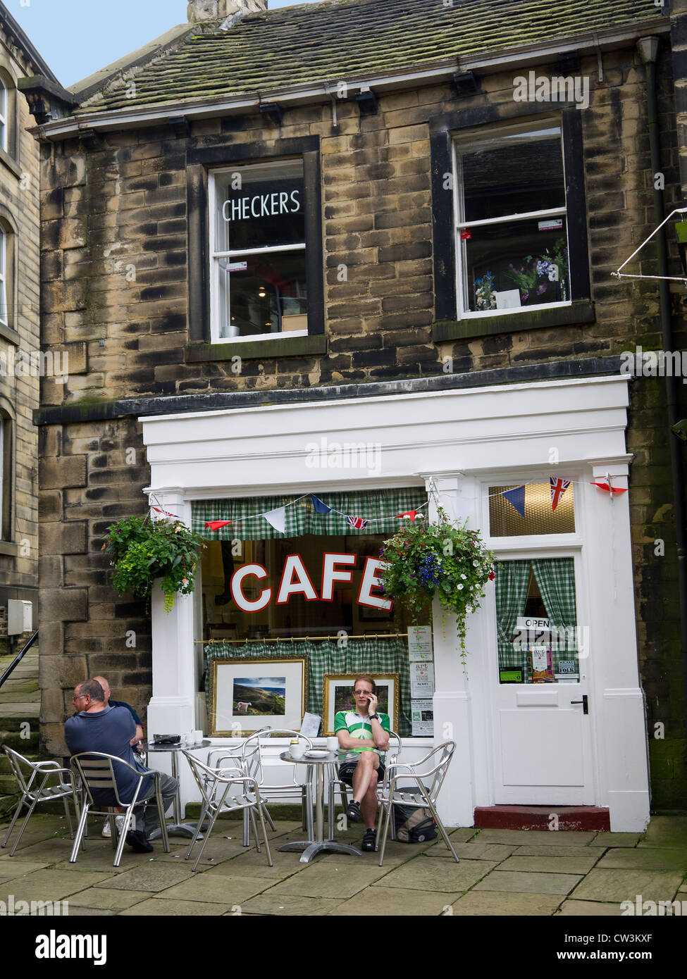 Sid's Cafe in Holmfirth, the Last of the Summer Wine Country in West Yorkshire England Stock Photo
