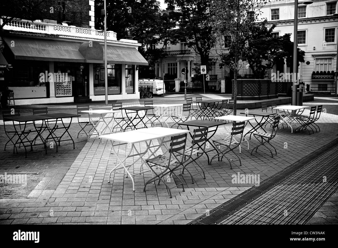 restaurant tables and chairs Stock Photo
