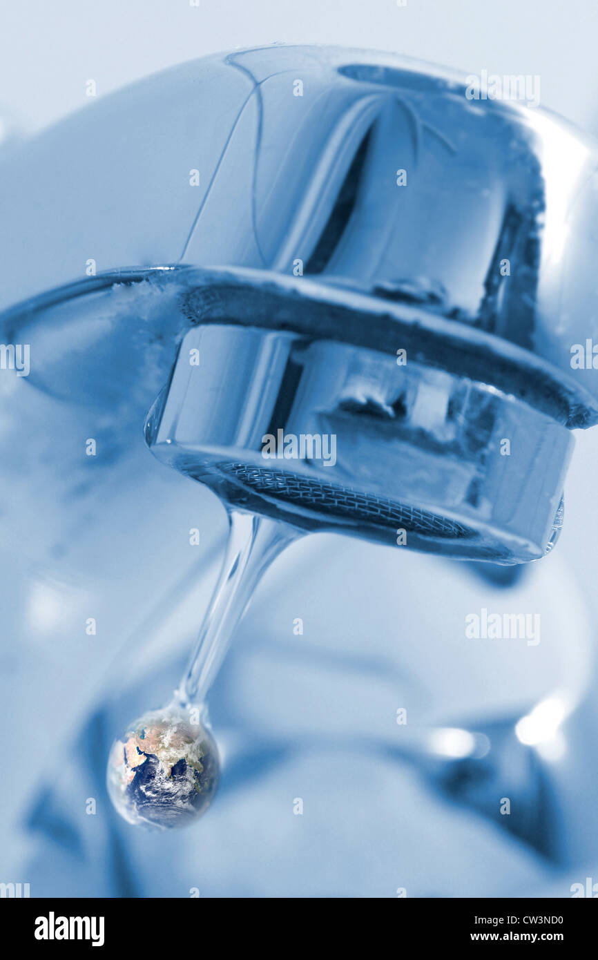 Running water from a faucet Stock Photo