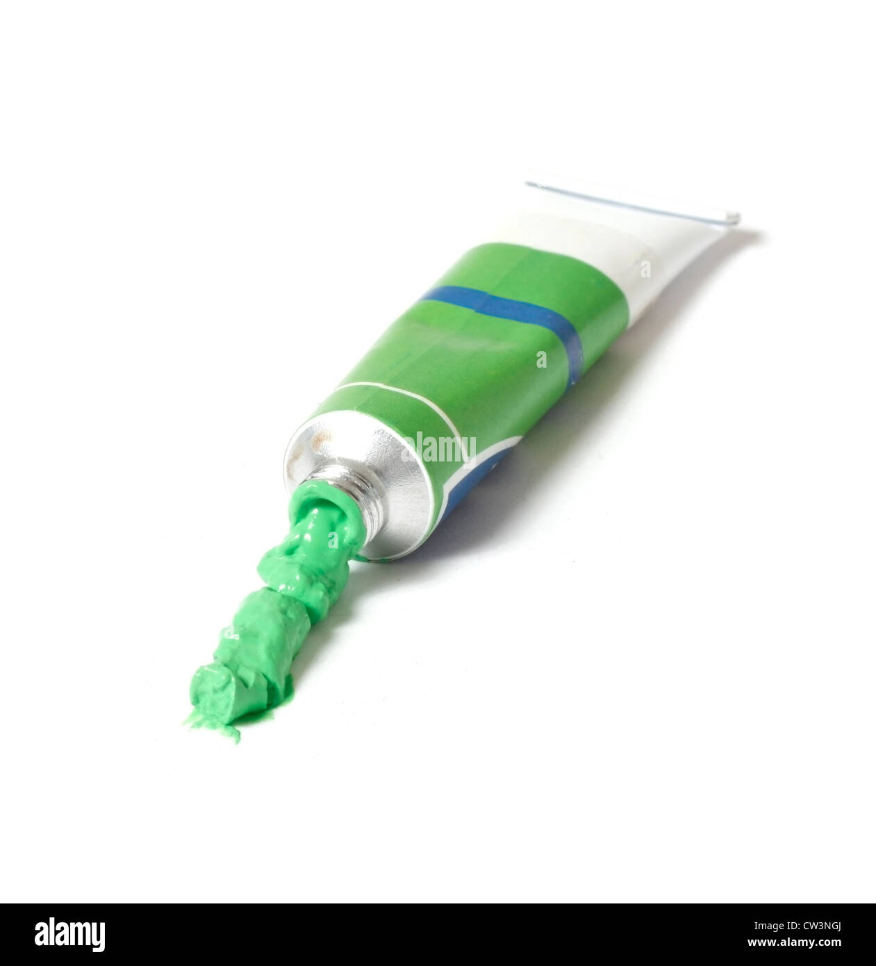 A tube with green oil paint Stock Photo