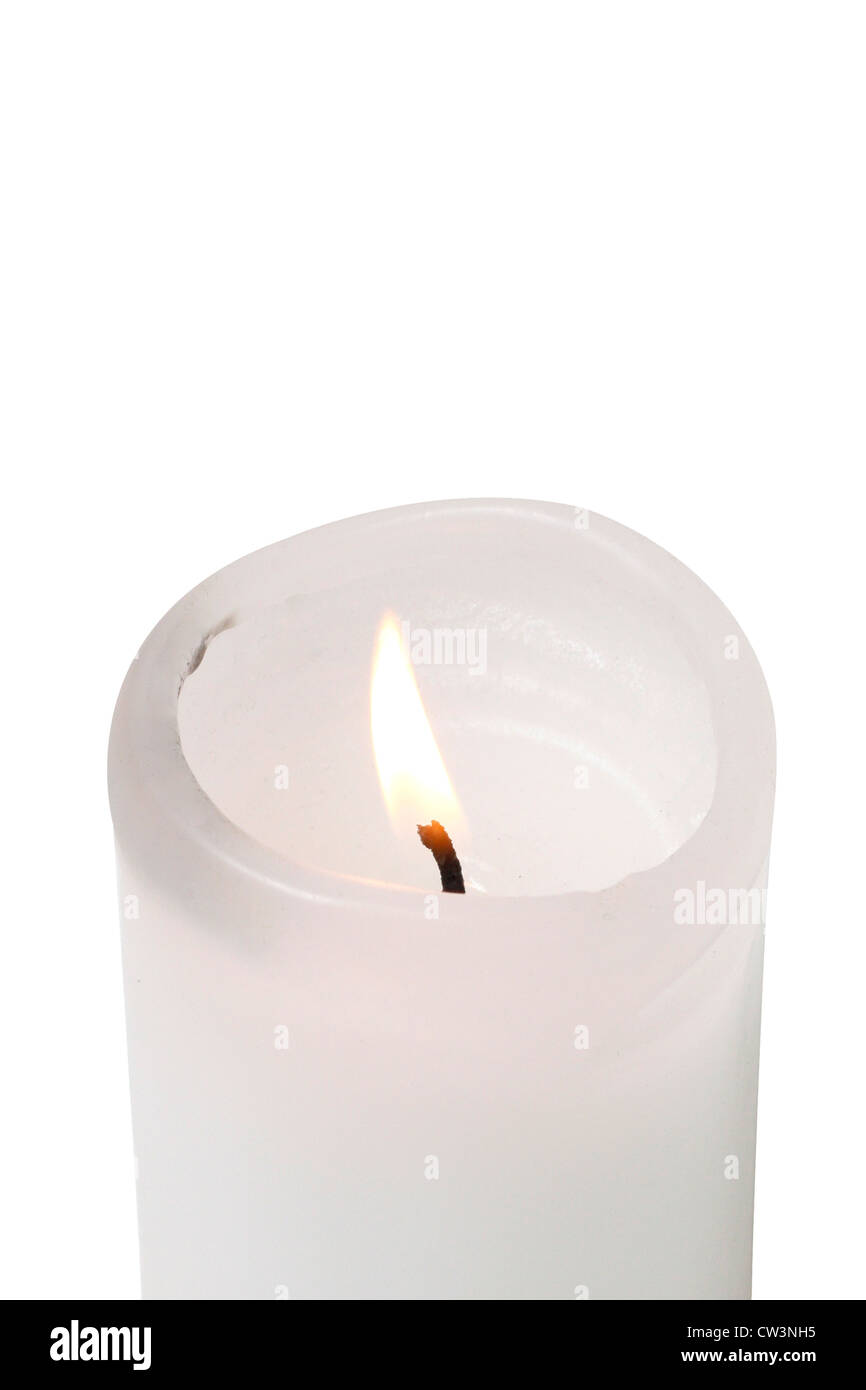 A burning candle isolated on white Stock Photo