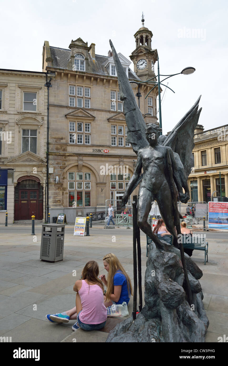 Chartist riot memorial sculpture, Commercial Street, City of Newport (Casnewydd), Wales (Cymru), United Kingdom Stock Photo