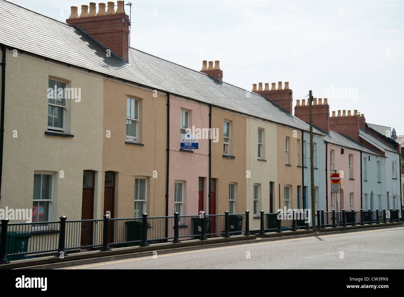 Terraced houses on Caroline Street, City of Newport (Casnewydd), Wales (Cymru), United Kingdom Stock Photo