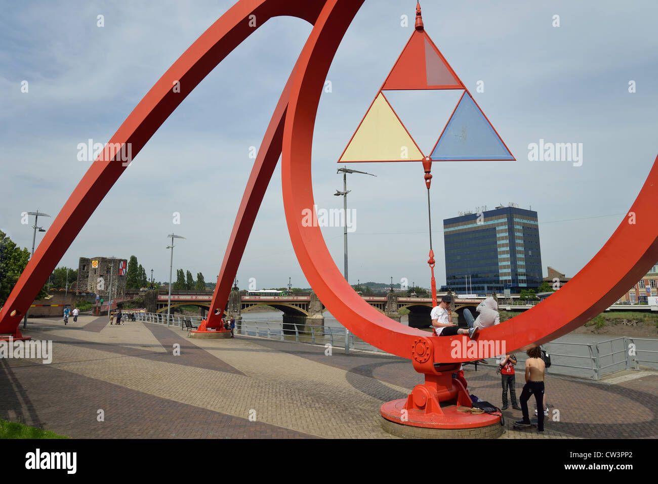 The Newport Wave steel sculpture, City of Newport (Casnewydd), Wales (Cymru), United Kingdom Stock Photo