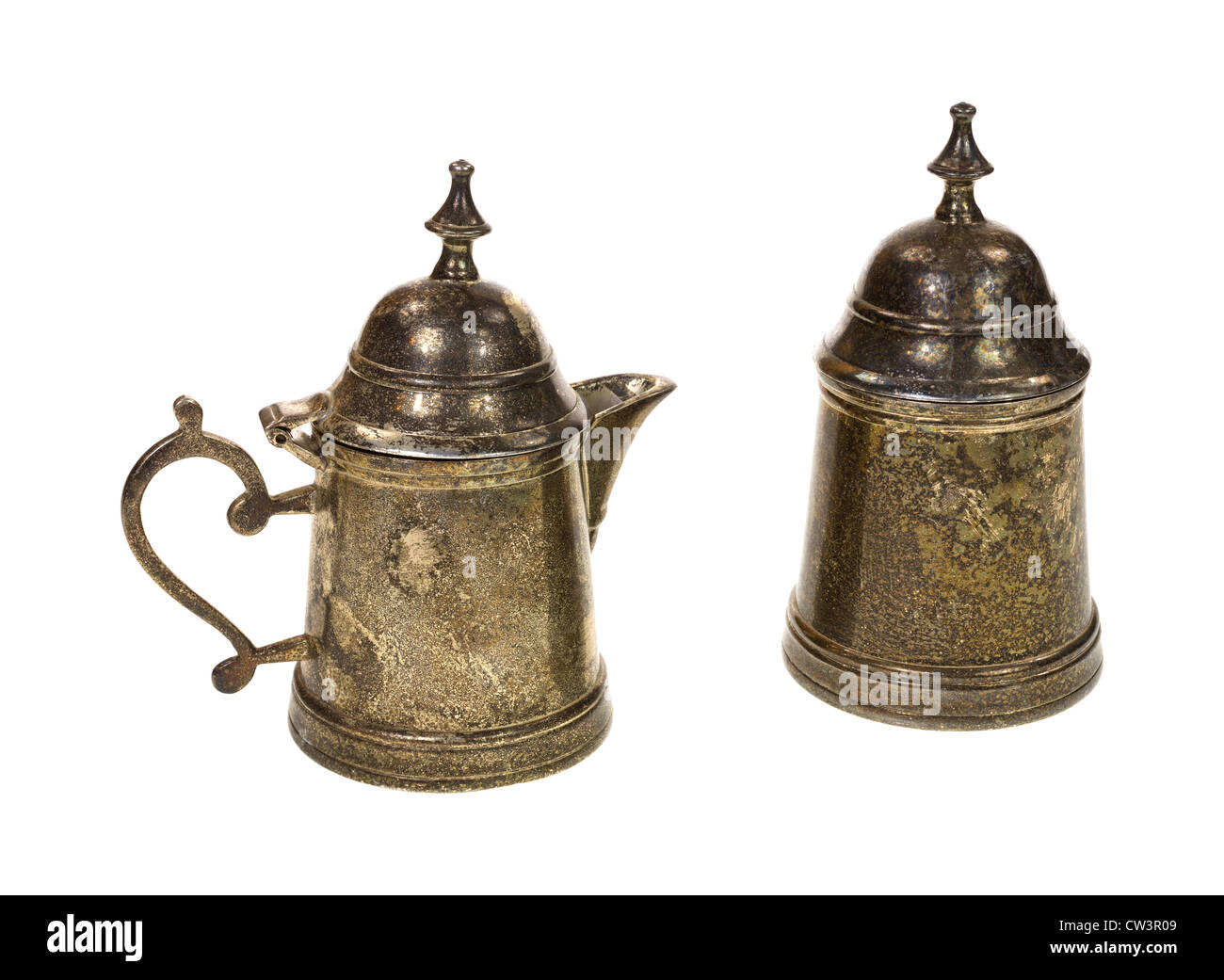 Old silver plated coffee creamer and sugar container Stock Photo Alamy