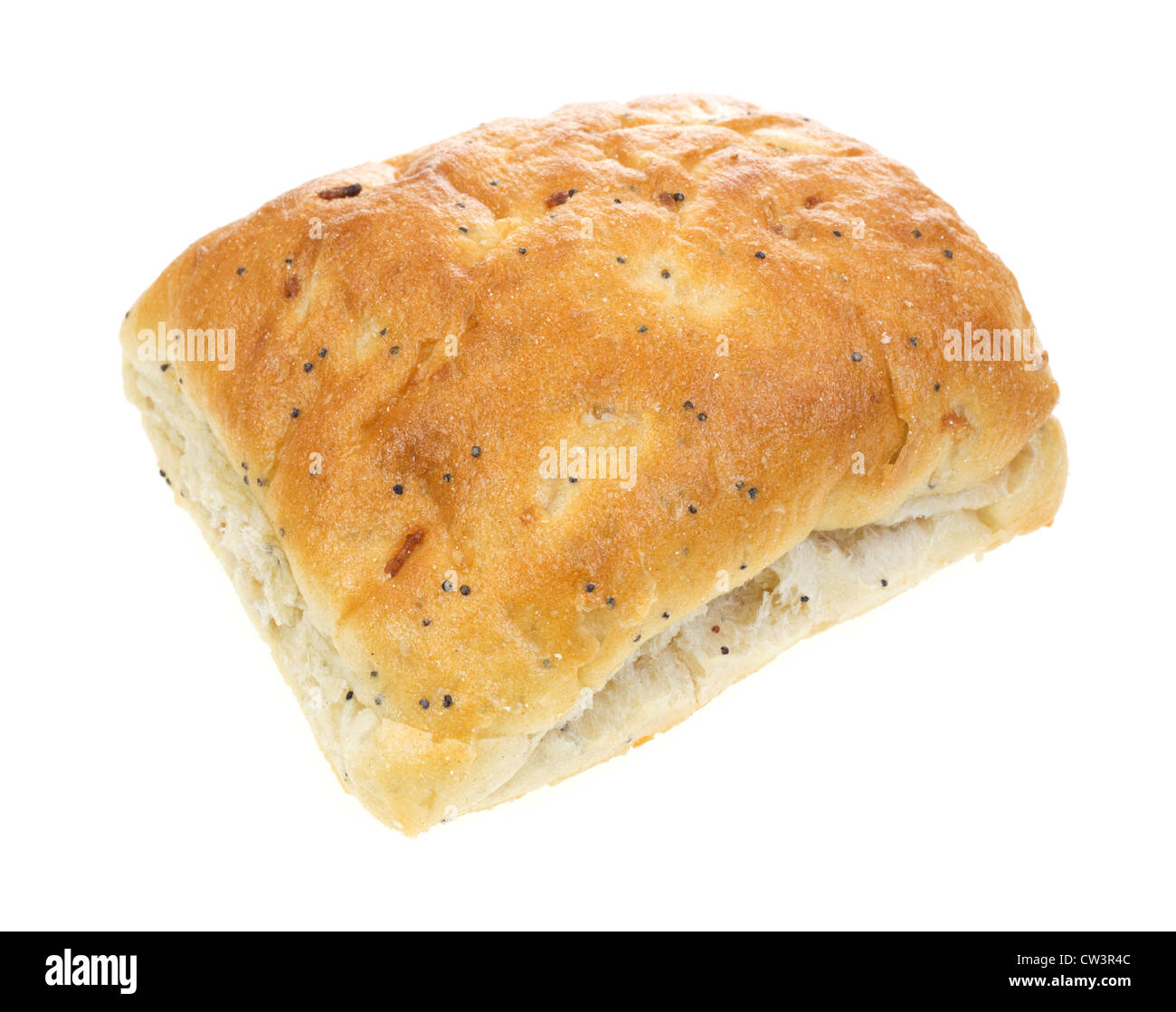 Square poppy seed and onion sandwich roll Stock Photo Alamy
