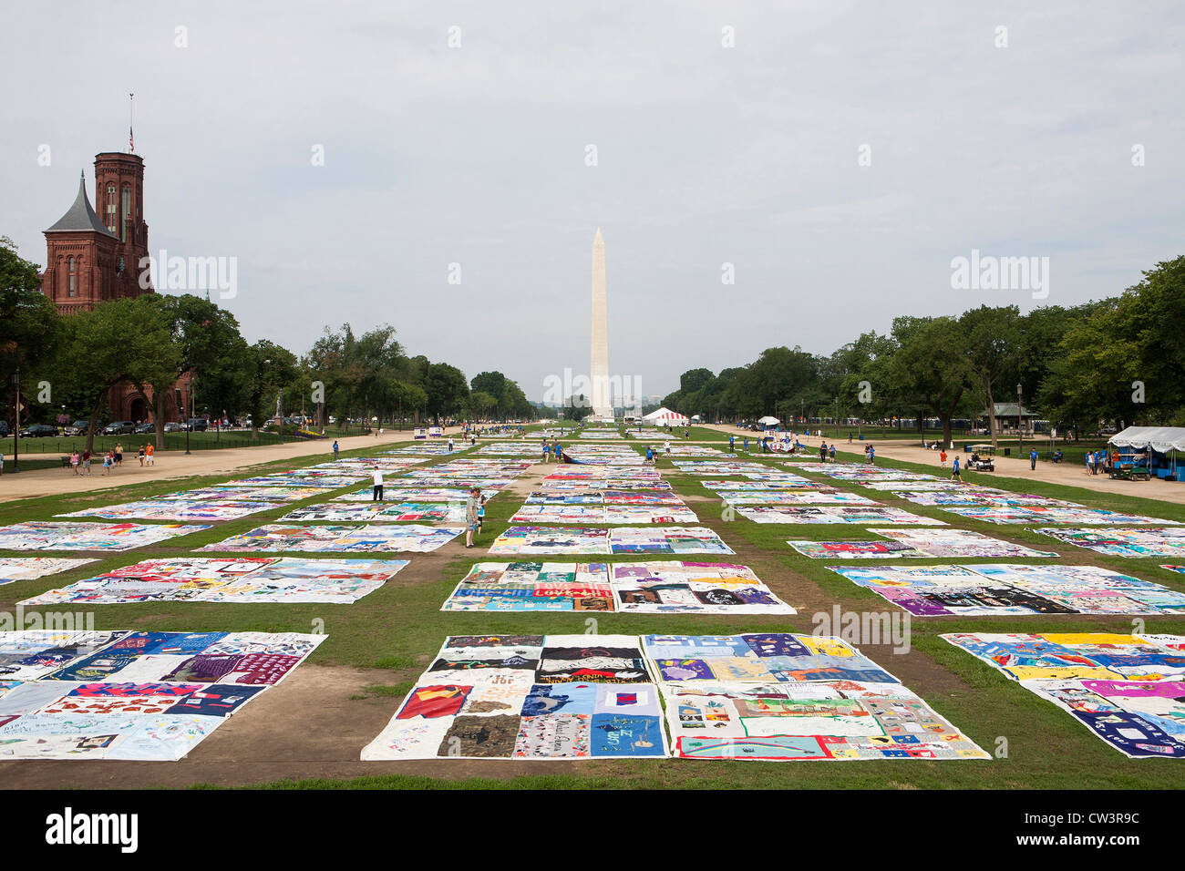 The AIDS Quilt display on the National Mall in Washington, DC.  Stock Photo