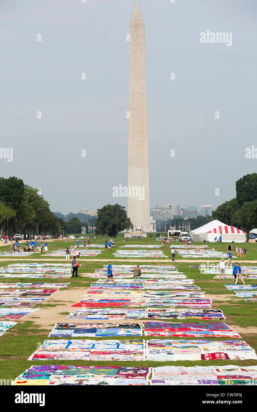 The AIDS Quilt display on the National Mall in Washington, DC.  Stock Photo