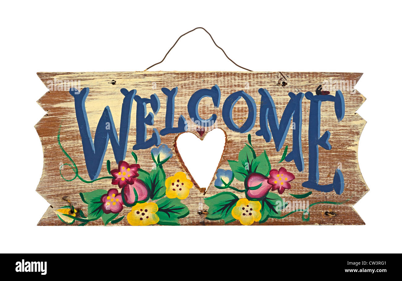 Folk art Welcome sign Stock Photo