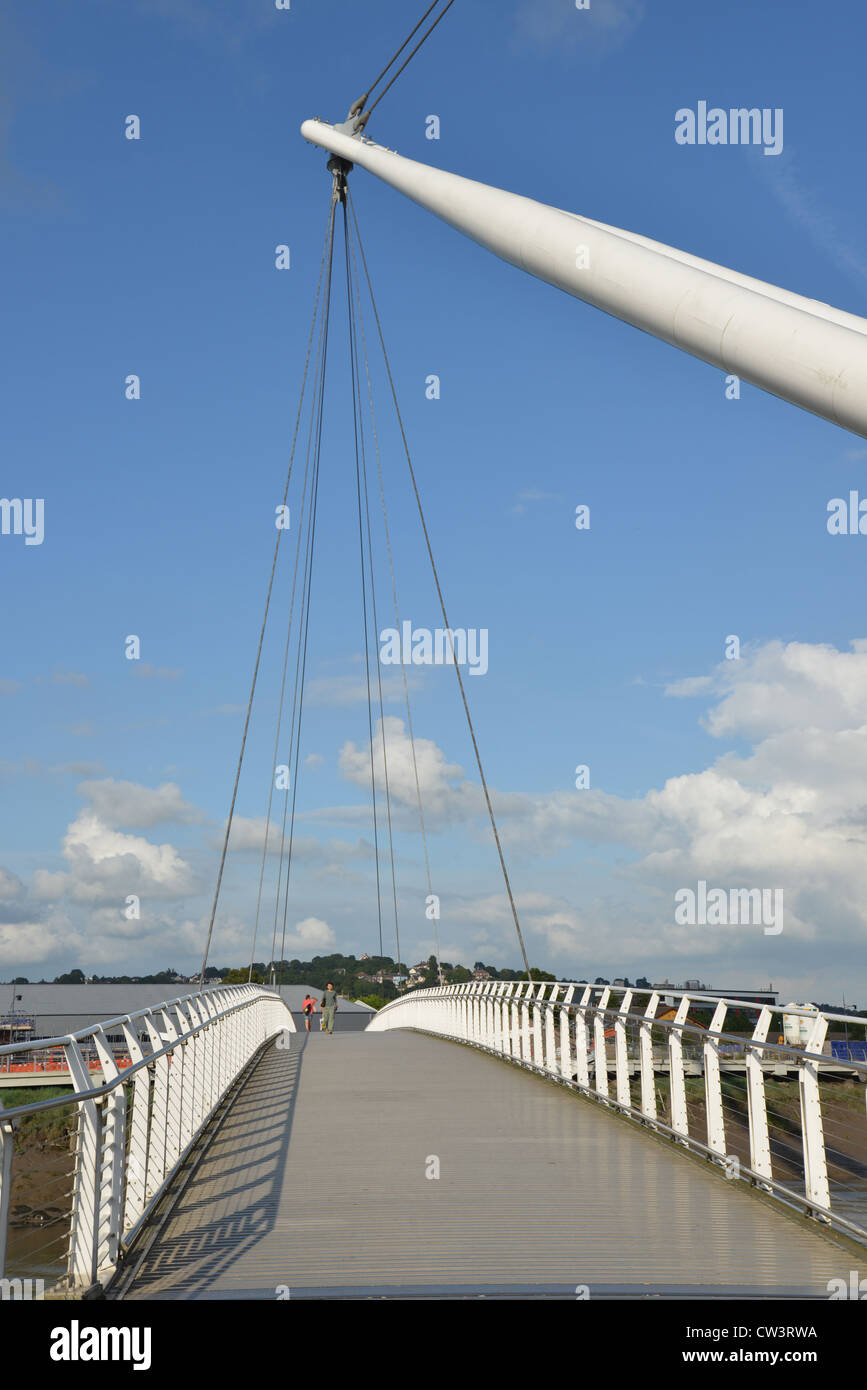Newport City footbridge across River Usk, City of Newport (Casnewydd), Wales (Cymru), United Kingdom Stock Photo