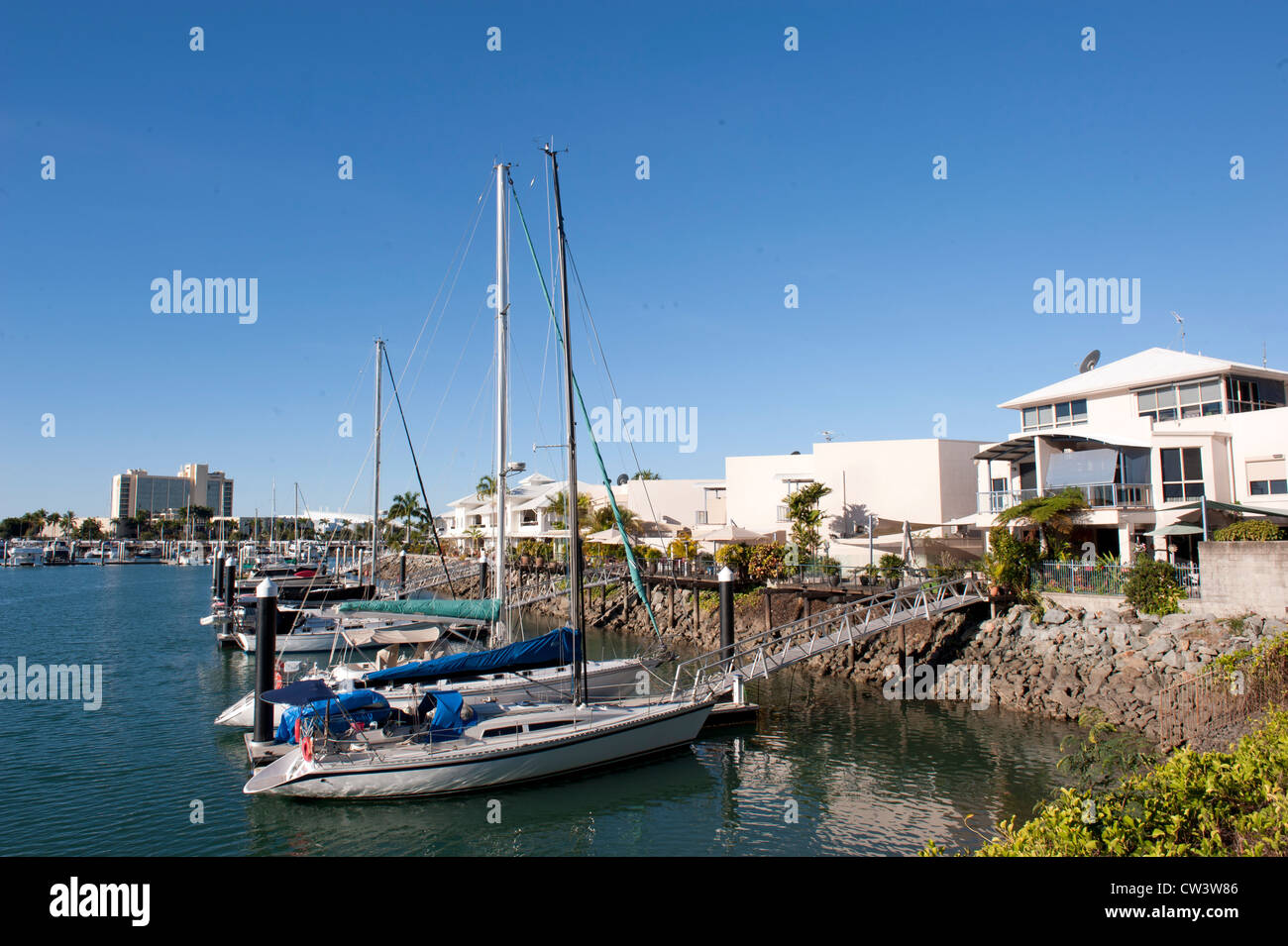Breakwater Marina with yachts, sailboats, and motorboats at The Strand