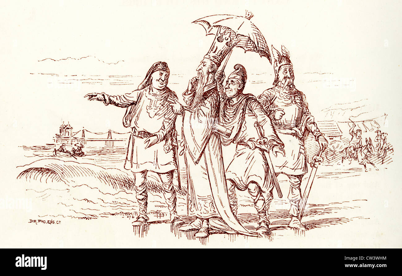 Comic showing king canute hires stock photography and images