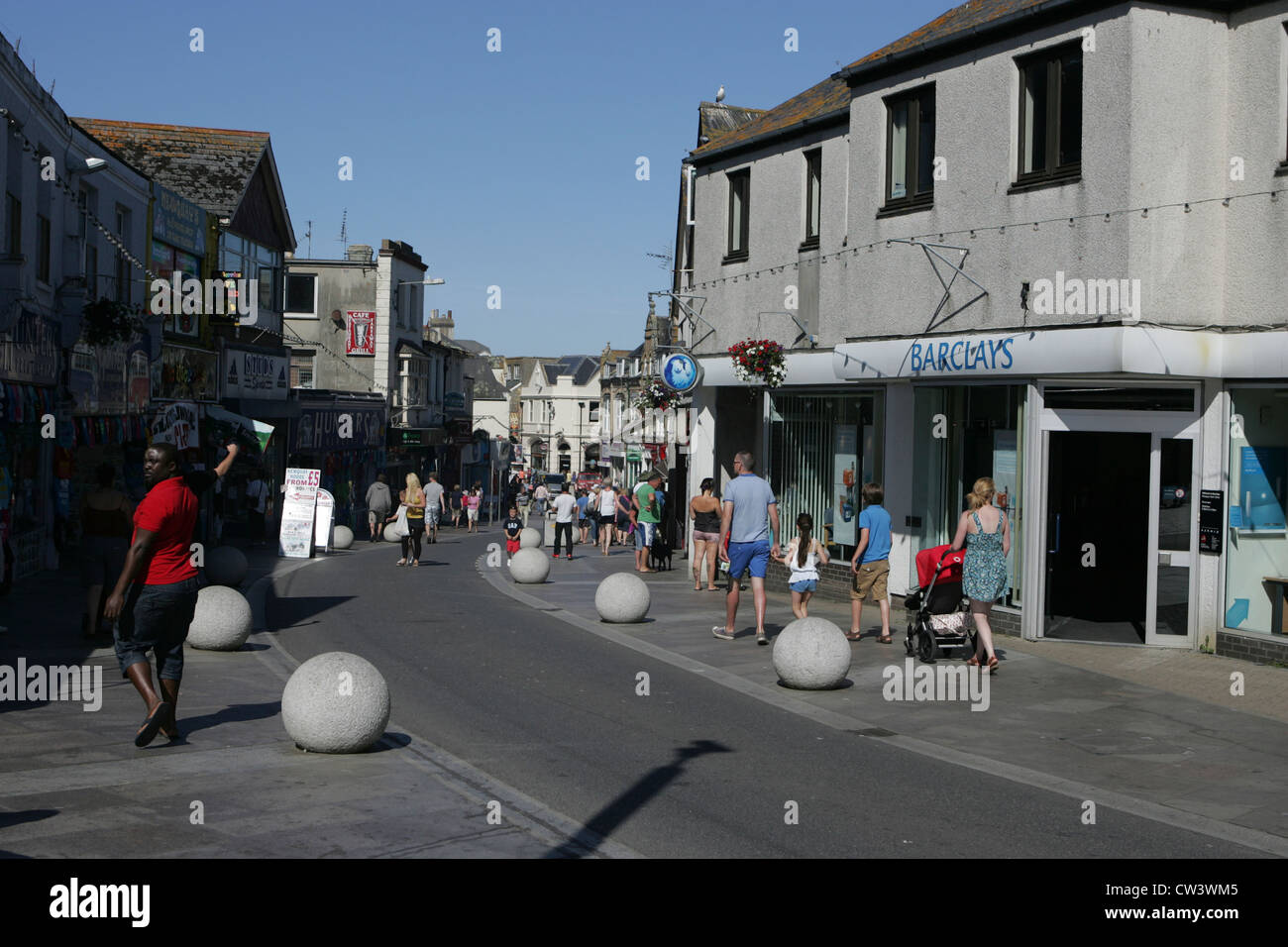 newquay town centre/street scene Stock Photo
