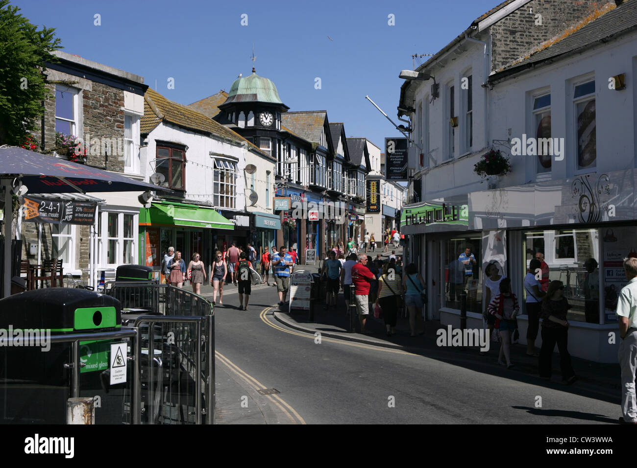 newquay town centre/street scene Stock Photo