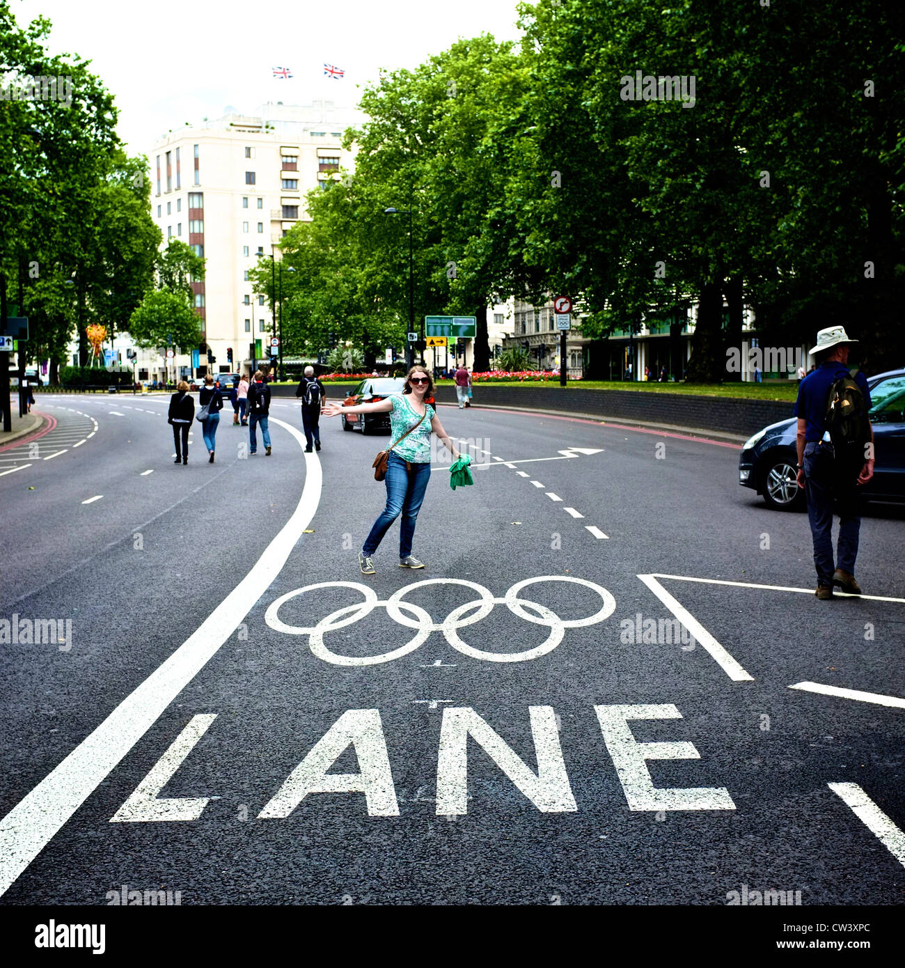 Olympic Lane on Park Lane Olympics London 2012 Stock Photo