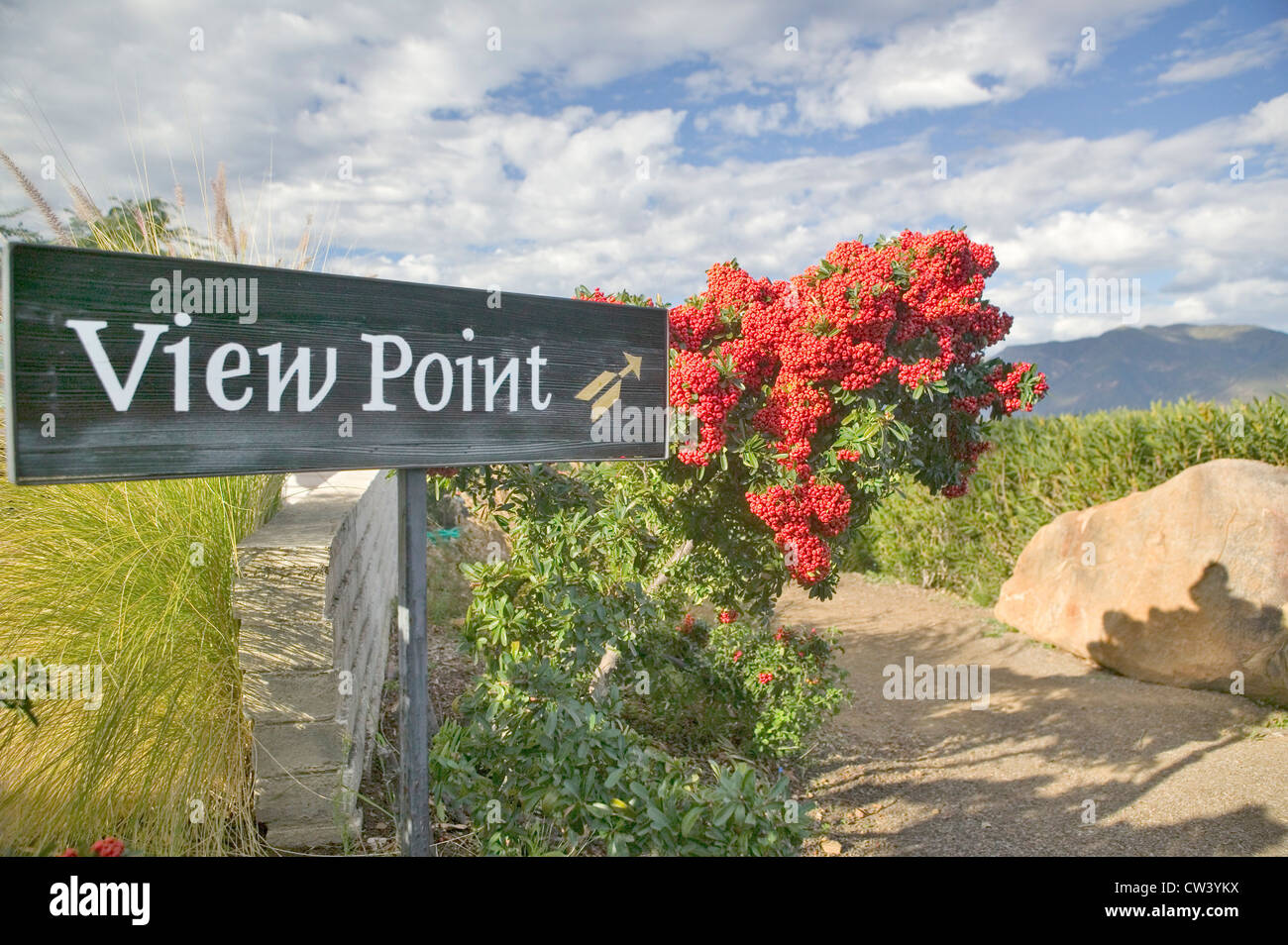 Sign at Meditation Mount pointing to valley view of Ojai, California