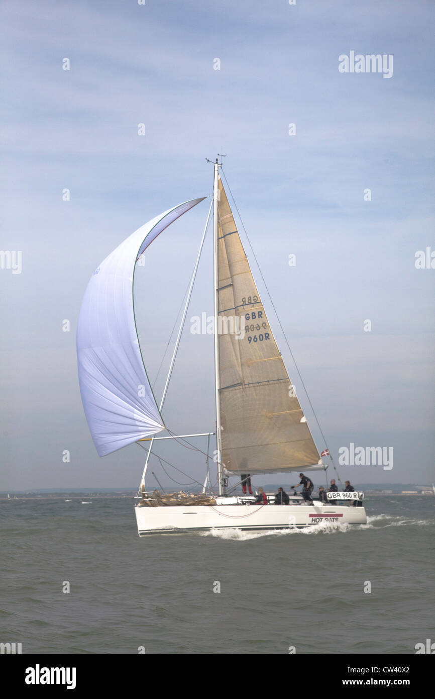 The Yacht  Hot Rats racing at Cowes Isle of Wight Stock Photo