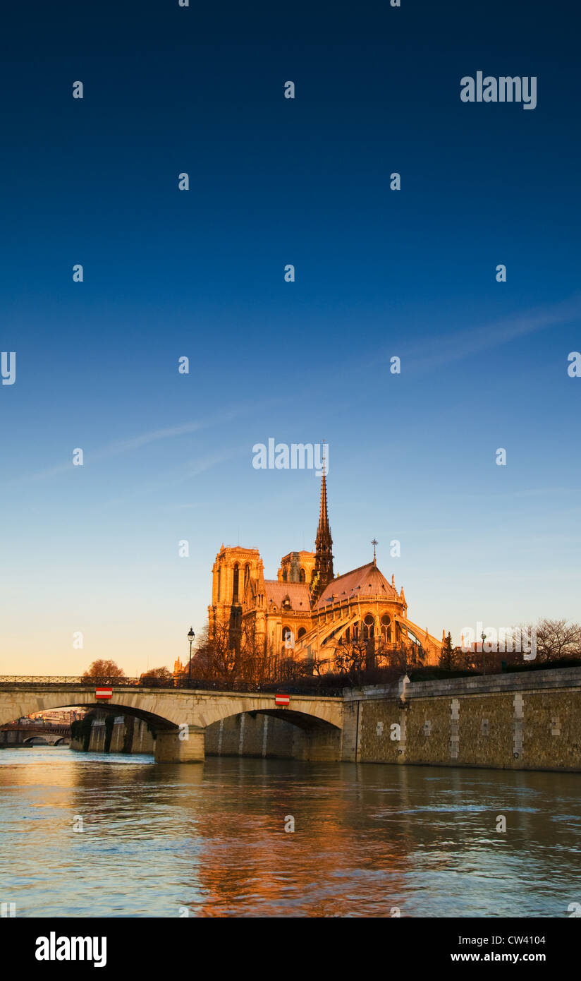 A famous Notre Dame cathedral at Paris, it is one of the most visited sight. Stock Photo