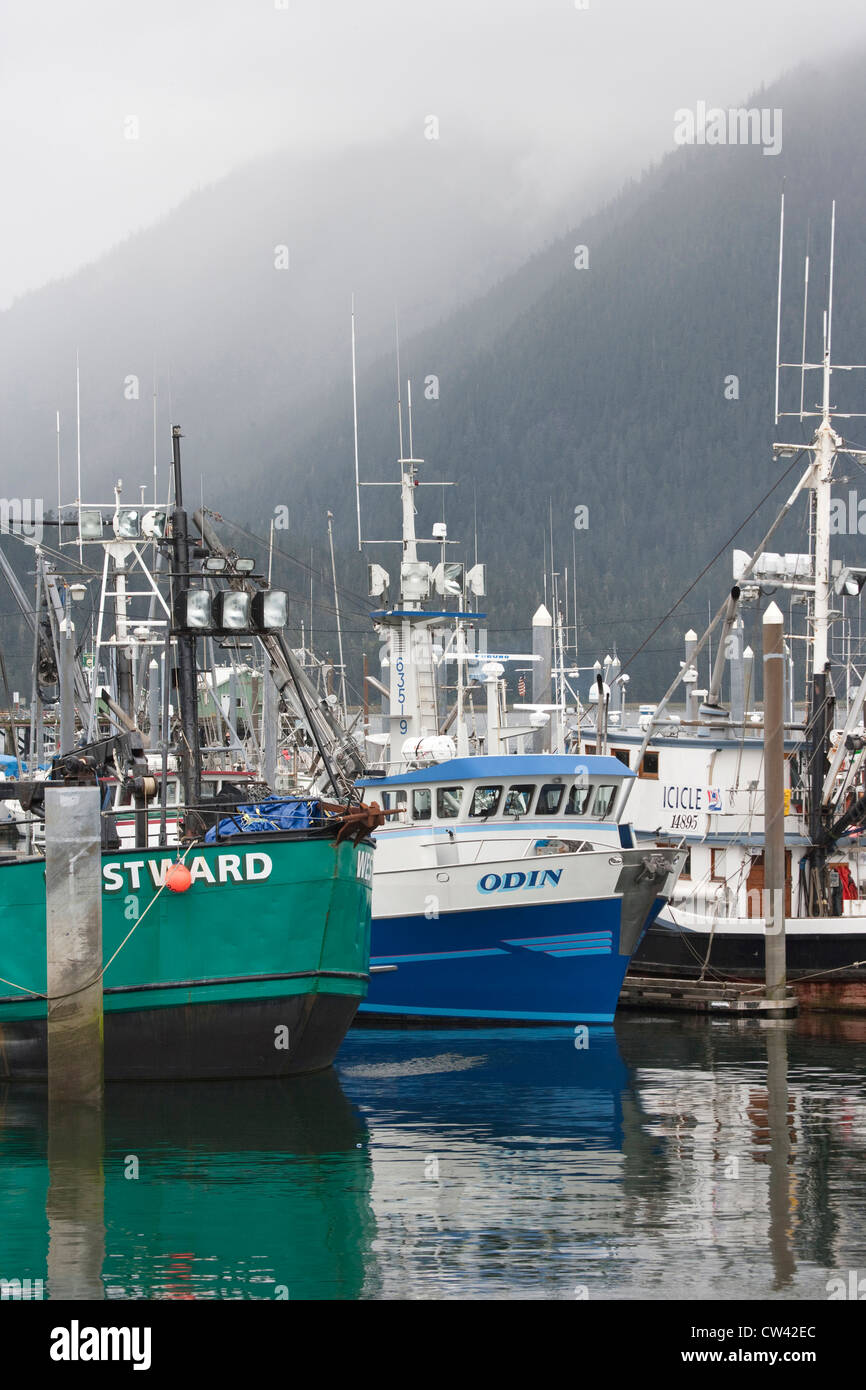 Fishing boats moored at a harbor, Petersburg, Alaska, USA Stock Photo Alamy