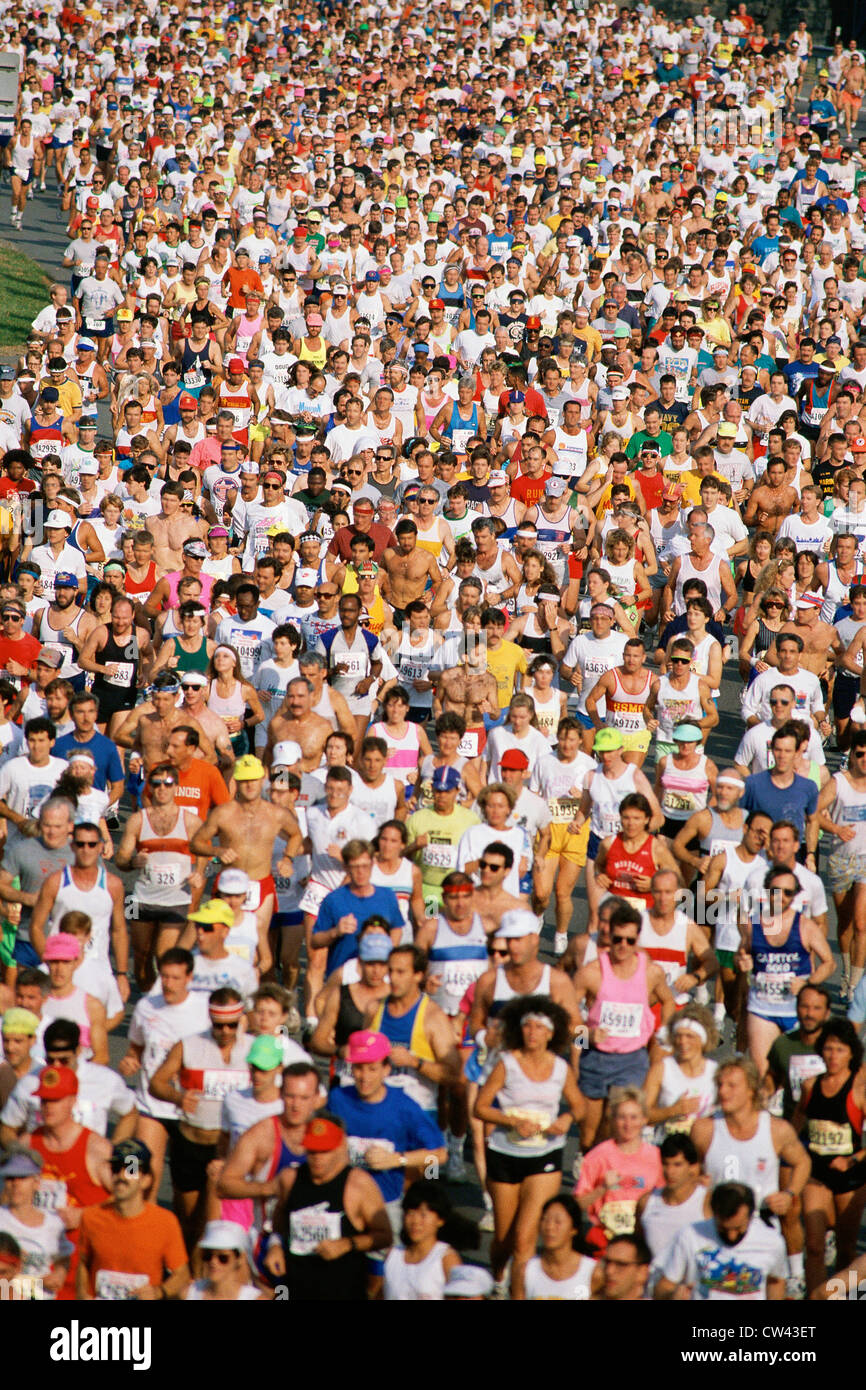 Runners in marathon Stock Photo
