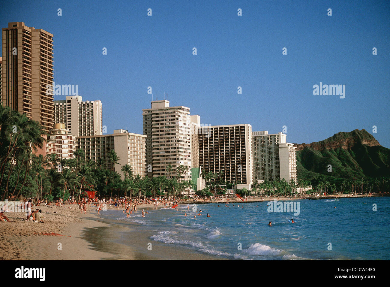 Waikiki Beach with Diamond Head beyond Stock Photo - Alamy