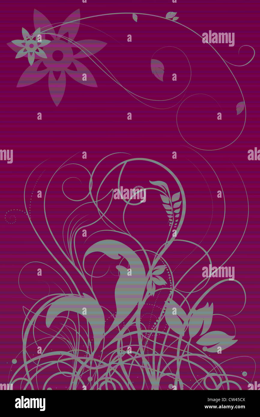 Beautiful illustrated flower design with background pattern Stock Photo