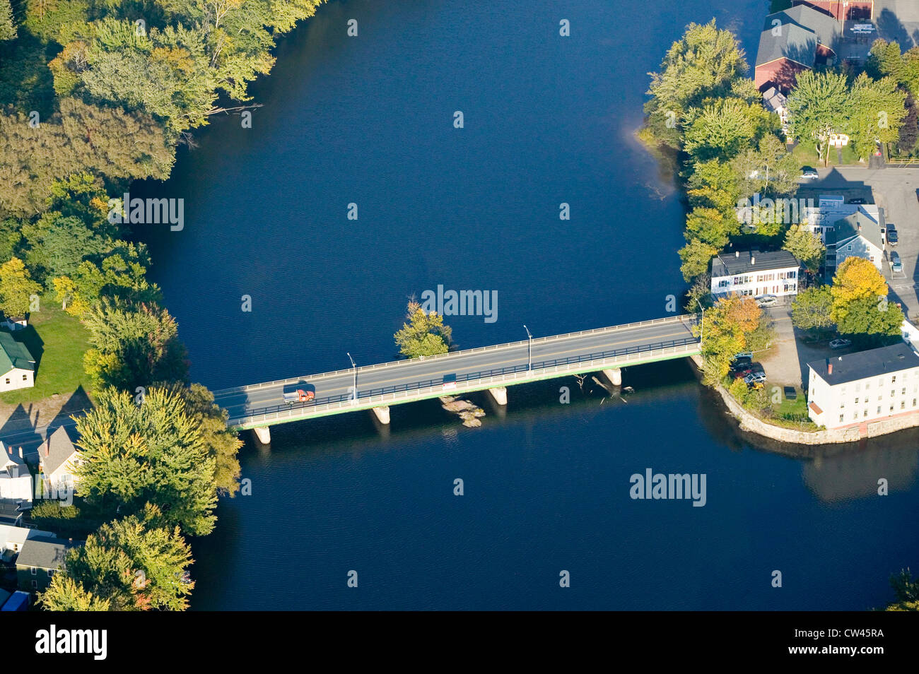 The Saco River adjoining the two towns of Biddeford and Saco in Maine